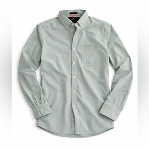 American Eagle Men’s Striped Button Down Shirt Green White Long Sleeve Vintage